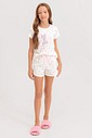 Pijama Infantil Feminino Manga Curta Com Shorts
