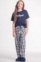 Pijama Feminino Infantil Manga Curta Com Calça