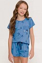 Pijama Feminino Infantil Manga Curta com Shorts