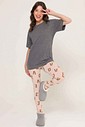 Pijama Manga Curta Com Legging Feminino