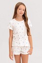 Pijama Infantil Feminino Manga Curta Com Shorts
