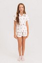 Pijama Infantil Feminino Manga Curta Americano Com Shorts