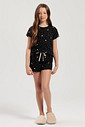 Pijama Feminino Infantil Manga Curta Com Shorts