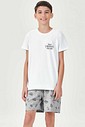 Pijama Masculino Infantil Manga Curta Com Bermuda