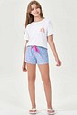 Pijama Infantil Feminino Manga Curta Com Shorts