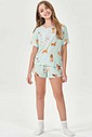 Pijama Infantil Feminino Manga Curta Com Shorts
