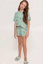 Pijama Feminino Infantil Manga Curta com Shorts