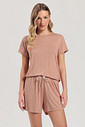 Pijama Feminino Manga Curta Com Shorts