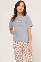 Pijama Manga Curta Com Calça Feminina