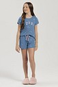Pijama Feminino Infantil Manga Curta Com Shorts
