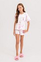 Pijama Infantil Feminino Manga Curta Com Shorts