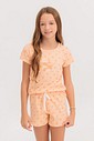 Pijama Infantil Feminino Manga Curta Com Shorts