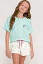 Pijama Feminino Infantil Manga Curta com Shorts