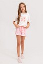 Pijama Infantil Feminino Manga Curta Com Shorts
