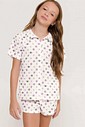 Pijama Feminino Infantil Manga Curta Americano com Shorts