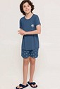 Pijama Masculino Infantil Manga Curta Com Bermuda