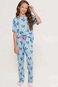 Pijama Feminino Infantil Manga Curta com Calça