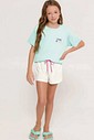 Pijama Feminino Infantil Manga Curta com Shorts