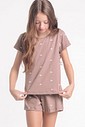 Pijama Infantil Feminino Manga Curta Com Shorts