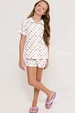Pijama Feminino Infantil Manga Curta Americano com Shorts