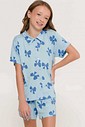 Pijama Feminino Infantil Manga Curta Americano com Shorts