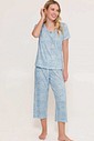 Pijama Feminino Manga Curta Com Calça Midi