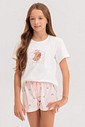 Pijama Infantil Feminino Manga Curta Com Shorts