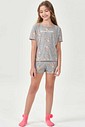 Pijama Infantil Feminino Manga Curta Com Shorts