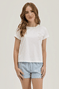 Pijama Feminino Infantil Manga Curta Com Shorts