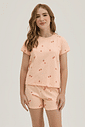 Pijama Feminino Infantil Manga Curta Com Shorts Pijama Feminino Infantil Manga Curta Com Shorts