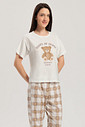 Pijama Feminino Manga Curta Com Calça