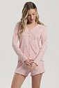 Pijama Feminino Manga Longa De Abertura com Shorts
