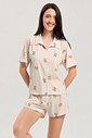 Pijama Feminino Manga Curta Americano Com Shorts