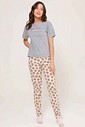 Pijama Manga Curta Com Calça Feminina