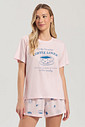 Pijama Feminino Manga Curta Com Shorts