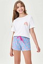 Pijama Infantil Feminino Manga Curta Com Shorts
