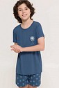 Pijama Masculino Infantil Manga Curta Com Bermuda