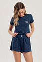 Pijama Feminino Manga Curta Com Shorts