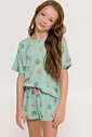 Pijama Feminino Infantil Manga Curta com Shorts