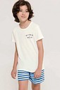 Pijama Masculino Infantil Manga Curta Com Bermuda