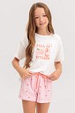 Pijama Infantil Feminino Manga Curta Com Shorts