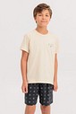 Pijama Masculino Infantil Manga Curta Com Bermuda