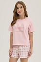 Pijama Feminino Infantil Manga Curta Com Shorts