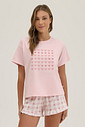 Pijama Feminino Manga Curta Com Shorts