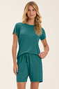 Pijama Feminino Manga Curta Com Bermuda
