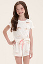 Pijama Infantil Feminino Manga Curta Com Shorts
