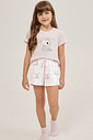 Pijama Feminino Infantil Manga Curta Com Short Pijama Feminino Infantil Manga Curta Com Short