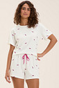 Pijama Feminino Manga Curta Com Shorts