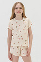 Pijama Feminino Infantil Manga Curta Com Shorts Pijama Feminino Infantil Manga Curta Com Shorts
