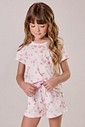 Pijama  Feminino Infantil  Manga Curta Com Shorts